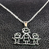 Mother's Day Mom with Two Boy 304 Stainless Steel Pendant Necklaces FS-WG5FFA9-01-3