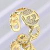 Brass Micro Pave Clear Cubic Zirconia Open Cuff Rings for Women RJEW-K289-02G-F-1