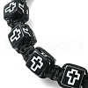 Cube with Cross Acylic Braided Bead Bracelets BJEW-JB09712-3