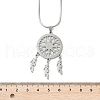 Bohemian 304 Stainless Steel Snowflake Woven Web/Net with Feather Pendant Necklaces NJEW-P327-07P-A-5
