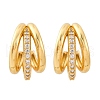 Triple C-Shaped Brass Micro Pave Clear Cubic Zirconia Stud Earrings EJEW-R025-11G-4