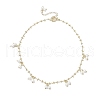 Brass Handmade Cable Link Chain Glass Pearl Tassel Necklaces for Women NJEW-JN05292-4