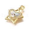 Brass Micro Pave Cubic Zirconia Black Shell Pendants KK-D328-23G-2