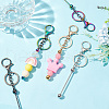   5Pcs 5 Style Metal Bar Beadable Keychain for Jewelry Making DIY Crafts KEYC-PH0001-96-4