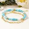 Natural Gemstone Beads Multi-strand Bracelets SR6388-1-2