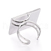 304 Stainless Steel Open Cuff Ring Components STAS-S080-041I-P-4