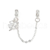 Brass Pave Clear Cubic Zirconia European Safety Chains with Charms KK-L236-15C-S-1