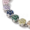 Rack Plating Brass Pave Cubic Zirconia Flower Link Chain Bracelets for Women BJEW-A018-03P-02-2