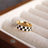 Black & White Checkerboard Stainless Steel Enamel Finger Rings FS-WG83B81-02-3