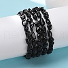 Natural Black Tourmaline Bead Stretch Bracelets BJEW-K213-36-2
