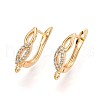 Brass Micro Pave Cubic Zirconia Hoop Earring Finding KK-N261-36G-1