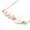 Natural Pearl & Shell Heart Beaded Pendant Necklaces NJEW-JN03898-01-4