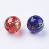 Flower Picture Printed Glass Beads GLAA-E399-12mm-2