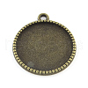 Tibetan Style Alloy Flat Round Pendant Cabochon Settings TIBEP-Q045-068B-AB-NR-1