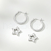S925 Sterling Silver Star Hoop Earrings OH2589-2