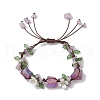 Electroplated Natural Amethyst Chip Bead Braided Bead Bracelets for Women BJEW-TA00610-02-2