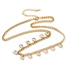 304 Stainless Steel Rhinestone Flat Round Tassel Twisted Chain Necklaces for Women NJEW-V010-01G-03-1