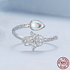 Hamsa Hand & Teardrop 925 Sterling Silver Cubic Zirconia & Opal & Moonstone Cuff Rings FS-WG148EA-01-2