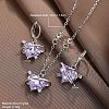 Heart Alloy with Glass Pendant Necklace & Hoop Earring FS-WG91246-01-4