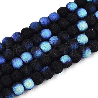 Frosted Opaque Glass Beads Strands GLAA-T032-P4mm-MBB01-1