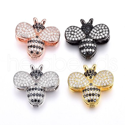 Brass Micro Pave Cubic Zirconia Slide Charms ZIRC-G147-17-NR-1