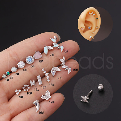 Stainless Steel Clear Cubic Zirconia Cartilage Earrings WG8423D-12-1
