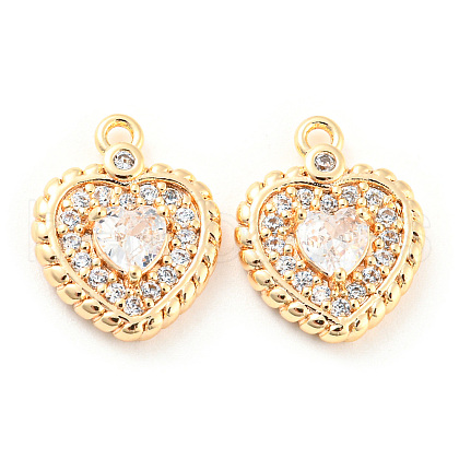 Brass Micro Pave Cubic Zirconia Charm KK-E090-28G-1