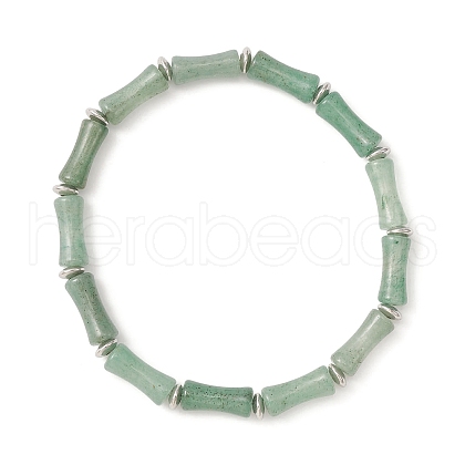 Natural Green Aventurine Bamboo Beaded Stretch Bracelets BJEW-TA00300-1