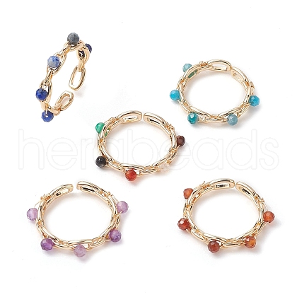 Brass Cable Chain Shape Open Cuff Rings RJEW-JR00712-1