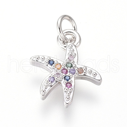 Brass Micro Pave Cubic Zirconia Charms ZIRC-I032-54P-1