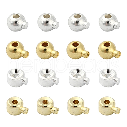 16Pcs 4 Styles Brass Crimp Beads FIND-YW0005-46-1