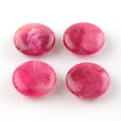 Flat Round Imitation Gemstone Acrylic Beads X-OACR-R051-18-1
