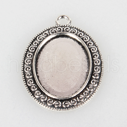 Tibetan Style Alloy Pendant Cabochon Settings TIBEP-N003-26AS-1