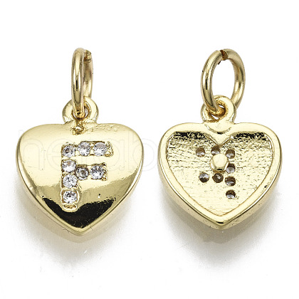 Brass Micro Pave Clear Cubic Zirconia Charms KK-N227-34F-NF-1