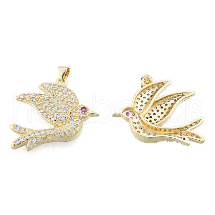 Brass Micro Pave Clear Cubic Zirconia Pendants ZIRC-N039-252-1