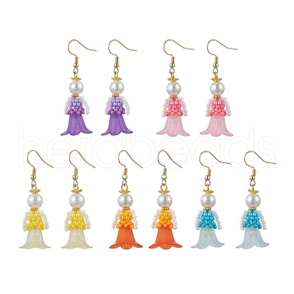 Human Handmade Glass Seed Beads Dangle Earrings EJEW-MZ00446-1