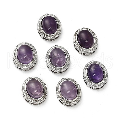 Brass Pave Natural Amethyst Multi-Strand Links KK-D366-01P-K-1