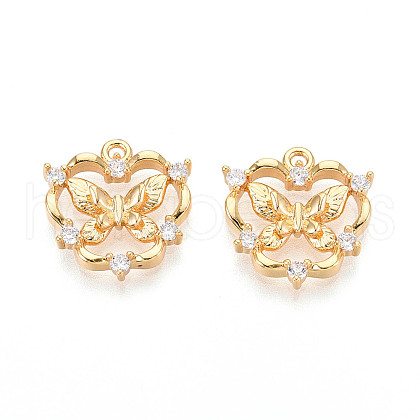 Brass Micro Pave Cubic Zirconia Pendants KK-N263-77B-G-1