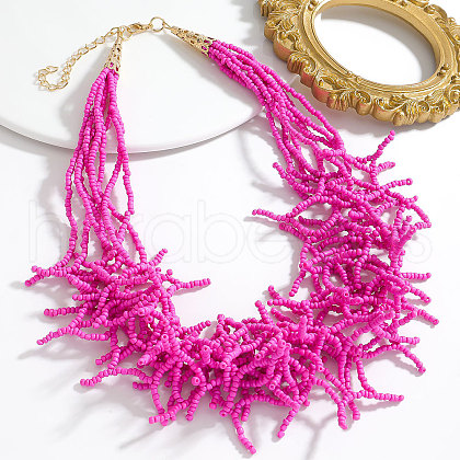 Boho Coral Shaped Glass Seed Beaded Cluster Necklaces FS-WGDCDA2-03-1