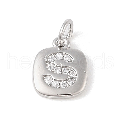 Rack Plating Brass Micro Pave CLear Cubic Zirconia Charms KK-E110-14P-S-1