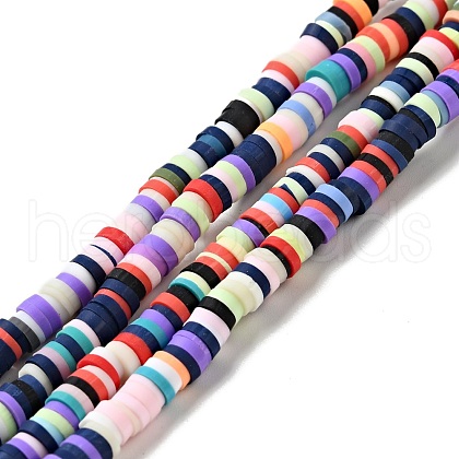 Flat Round Handmade Polymer Clay Bead Spacers CLAY-R067-4.0mm-M4-1