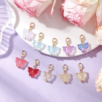 Transparent Glass Butterfly Pendant Decorations HJEW-JM03123-1