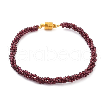 Mozambique Import Natural Garnet Round Beaded Bracelets BJEW-B095-01-1