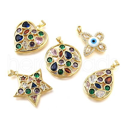 Brass Rhinestones Pendants KK-D362-02G-1