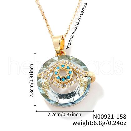 Brass Evil Eye Glass Pendant Necklaces AA7178-3-1