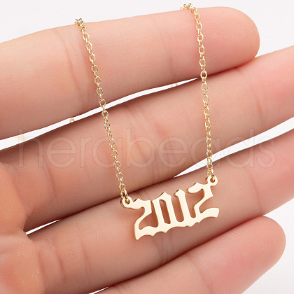 2012 Birth Year Number 201 Stainless Steel Pendant Cable Chain Necklaces FS-WGB5F08-52-1