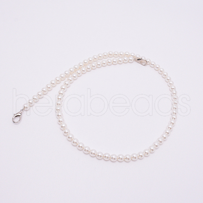 White Acrylic Round Beads Bag Handles FIND-TAC0006-24C-01-1