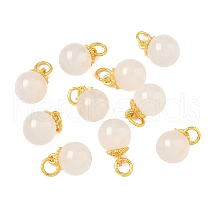 Natural White Chalcedony Round Charms G-P577-04G-1