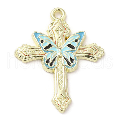 Light Gold Plated Alloy Enamel Pendants ENAM-L041-04A-1