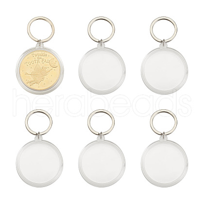SUPERFINDINGS 6Pcs Commemorative Coin Plastic Pendant Keychain Sets KEYC-FH0001-50-1